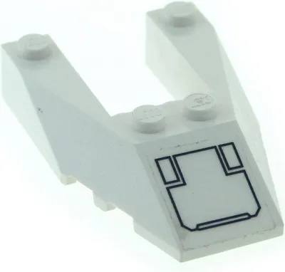 Produktbild von 1x Lego Keil Stein 6x4x1 weiß Ausschnitt Schrägstein Sticker 7700 6153bpb01