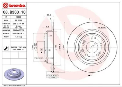 Zdjęcie produktu dla Tarcza hamulcowa BREMBO 08.B360.10