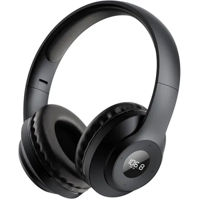 X5 FM Radio Kopfhörer, wiederaufladbar 24h, LED-Display, Favoritenspeicher, AUX kompatibel, faltbar, Memory-Foam Polster