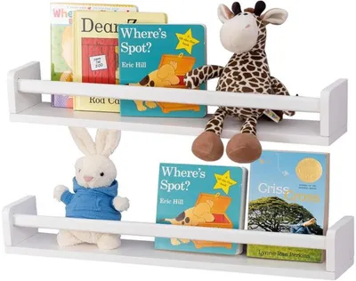 Produktbild von Unyqoos Set mit 2 weißen Holzregalen für Kinderzimmer und Küche, massives Holz, sicher, einfach zu montieren, multifunktional