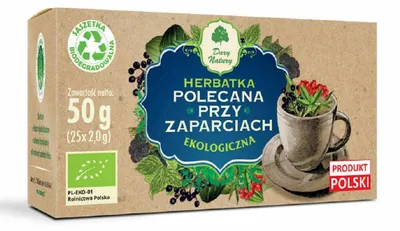 HERBATKA POLECANA PRZY ZAPARCIACH BIO (25 x 2 g) 50 g - DARY NATURY