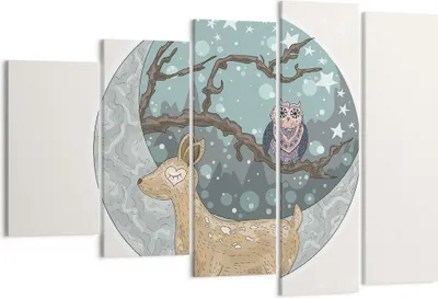 Produktbild von Bild auf Leinwand - Leinwandbild - Tiere Nacht Mond Eule - 150x100cm - Wand Bild - Wanddeko - Leinwanddruck - Bilder - Kunstdruck - Wanddekoration - Leinwand bilder - Wandkunst - EG150x100-2853