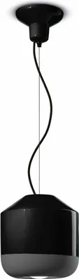Produktbild von Hängeleuchte Keramik E27 D: 24 cm H: max. 145 cm Schwarz rund Retro Keramiklampe