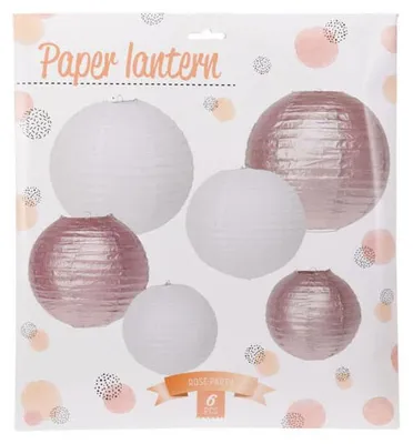 Immagine prodotto di Lanterna di carta oro rosa bianco Set di 6 decorazioni per feste multicolori