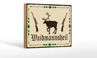 Produktbild von Holzschild Spruch 12x18 cm Waidmannsheil Jäger Gruß Deko Schild