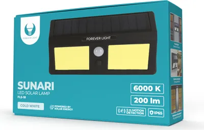 Obrázek produktu pro SUNARI FLS-18 COB PIR 3W solární LED lampa 200lm 6000K 800mAh Li-Ion Forever Light