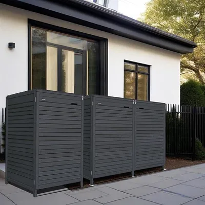 Produktbild von Mülltonnenbox Mülltonnenverkleidung 240L aus Holz imprägniert in anthrazit Müllcontainer Mülltonnenschrank Mülltonne ADRIA24 (3 Tonnen)