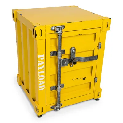 Produktbild von Beistelltisch Hocker im industrial Container Look aus Metall - Gelb