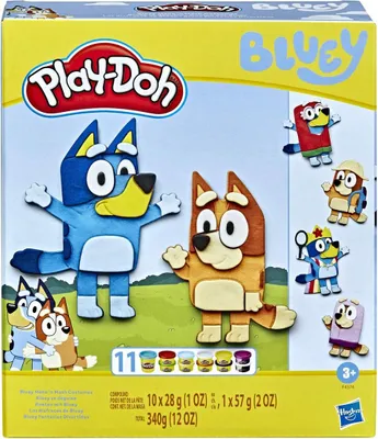 Immagine prodotto di Play-Doh Playser Bluey Bandit e Chilli Playset le Infinite Combinazioni dei Costumi di Bluey con 11 Vasetti