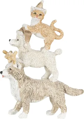 Immagine prodotto di Clayre & Eef Figurine Animali 12x4x17 cm Grigio Beige Animali in plastica