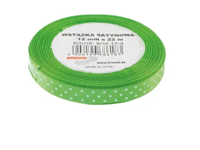 Image de Ruban de satin vert à pois 12mmx22m