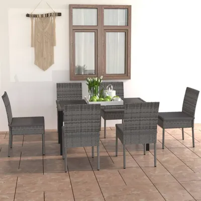 Produktbild von ZMH 7-tlg. Garten-Essgruppe Poly Rattan Grau