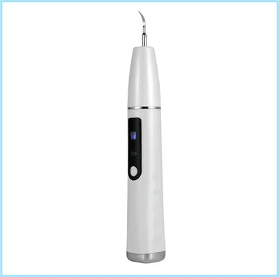 Image de Nettoyeur de dents à ultrasons avec lumière LED, nettoyeur de dents portable, détartrage, 3 modes 4 têtes interchangeables blanc