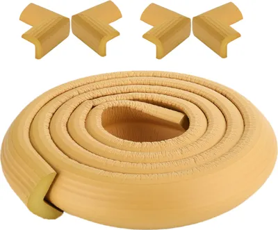 Image de CANDeal 2 mètres de protection de bord de veine rayée et 4 x protections de coin, mousse de haute densité premium bébé outil ménager de protection pour table, banc et autres meubles de maison - Kaki