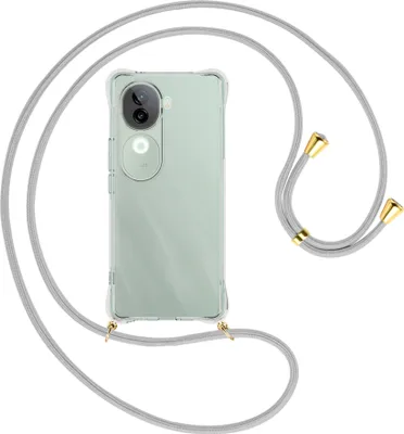 Produktbild von Handykette Backcover-Schutzhülle mit Band (Metall goldfarben) für Vivo iQOO Z9S 5G - silbergrau