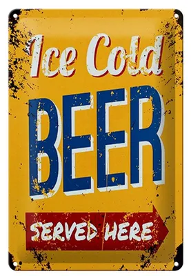 Produktbild von Blechschild Retro 20x30cm Ice Cold Beer served here Bier