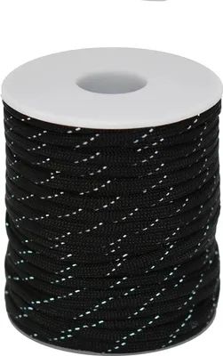 25 Meter Polyester-Schnur Reflektierende 4mm Universalseil Kordel Flechtschnur schwarz