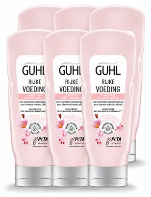 Imagen del producto de 6 unidades de acondicionador Guhl, nutritivo e hidratante, de 200 ml cada uno. Paquete económico