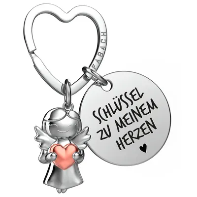 Produktbild von FABACH Schutzengel Schlüsselanhänger mit Herz und Gravur - Engel Glücksbringer mit Botschaft - Ich liebe dich Geschenk für Partner oder Freundin