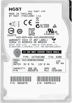 Image de Disque dur HGST HUC109030CSS600 300GB 10 000Rpm Sas II 64Mb Cache 2.5'' pouces