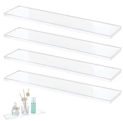 Acryl-Ablagen 4er-Set transparent 33x7,6x1 cm