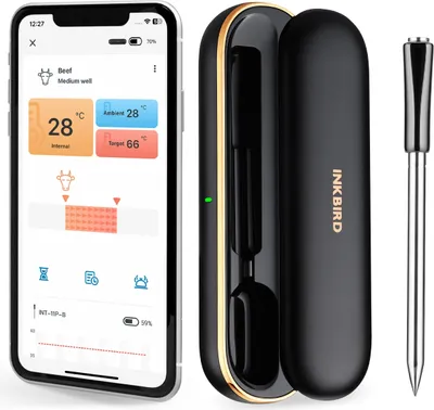 Obrázek produktu pro Bezdrátový teploměr na maso, připojení Bluetooth, technologie dvou senzorů, INT-11P-B