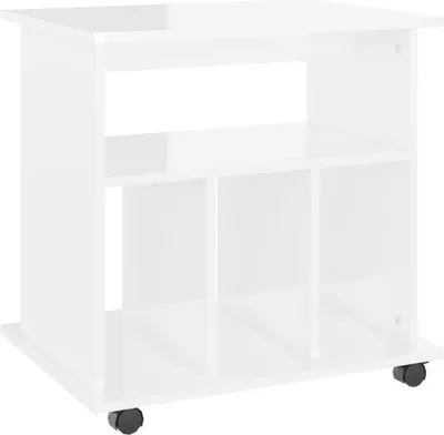 Obrázek produktu pro vidaXL Skříňka na kolečkách s vysokým leskem bílá 60x45x60 cm Dřevěný materiál
