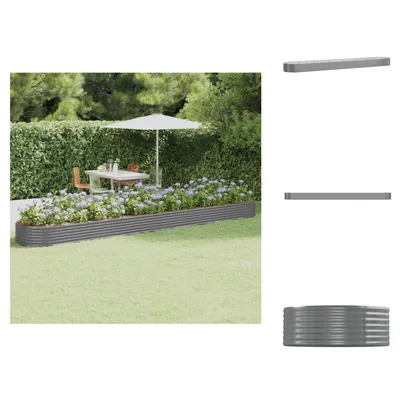 Produktbild von vidaXL Hochbeet Pulverbeschichteter Stahl 544x100x36 cm Grau -  Blumentöpfe & Pflanzgefäße
