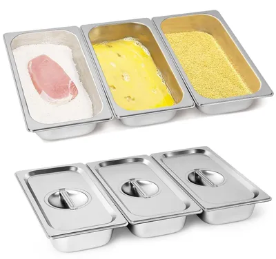 Productafbeelding van Set van 3 Panierschalen met Deksel van Roestvrij Staal