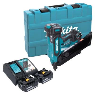 Obrázek produktu pro Makita DBN 900 RFK akumulátorová hřebíkovačka 18 V 50–90 mm bezkartáčová + 2x akumulátor 3,0 Ah + nabíječka + kufr