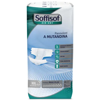 Obrázok produktu pre Soffisof Classic Air Dry Maxi Plus XXL – 15 ks plienok pre dospelých, savosť 10 z 10