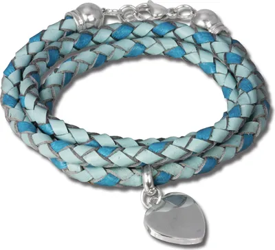 Image de SilberDream Bracelet en cuir et en acier inoxydable turquoise Wickeloptik Femme LAP599T