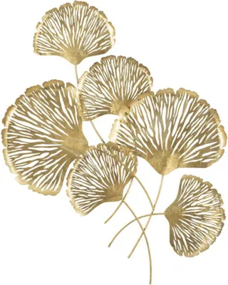 Produktbild von 3D-Wanddekoration aus goldfarbenem Metall mit Irisblättern