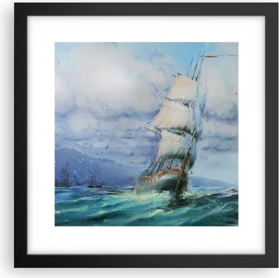 Produktbild von Gerahmtes Poster - Schwarzer Rahmen - Meer Segelschiff - 30x30 cm - Wand Bild - Wanddeko - Wandbilder - Kunstposter - Wandposter - Bilderrahmen - Bilder - Kunstdruck - Wandbild - P2BAC30x30-3782