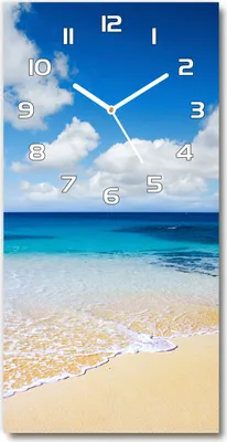 Produktbild von Wanduhr aus Glas – 30x60 cm - Glasbild - Glasuhr - Gehärtetes Glas -Tropischer Strand