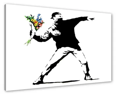 Produktbild von 4170 Banksy Flower Thrower Leinwandbild 80x60 cm