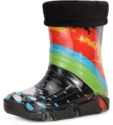 Produktbild von Ladeheid Kinder Mädchen Jungen Gummistiefel Gefüttert Swk2020 (Schwarz Muster-34, 31/32)