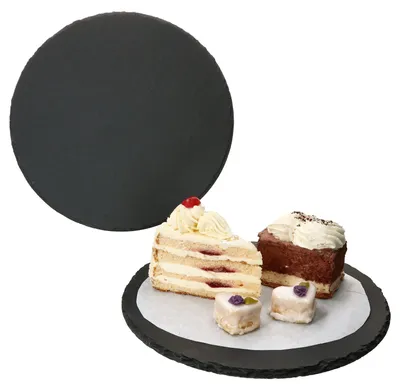 Produktbild von 2x Schieferplatten rund Ø30cm Untersetzer Pizza-Teller Servier-Platte Naturschiefer