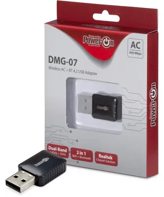 Produktbild von Inter-Tech DMG-07 Wi-Fi/Bluetooth-Kombi-Adapter für Desktop Computer, Notebook - IEEE 802.11ac - USB 2.0 Typ A - 650 Mbit/s - 2,40 GHz ISM - 5 GHz UNIIExtern