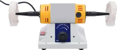 Produktbild von Schmuck-Poliermaschine - Tisch-Schleifer & Mini-Drehbank - Doppelkopf - Einstellbare Drehzahl 800–10000 U/min - Tischgerät - Weiß