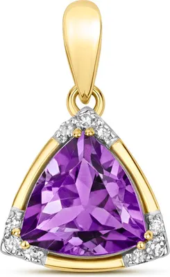 Produktbild von Funkelndes Feuer Raffinierter 9 Karat (375) Gold Damen - Diamant Anhänger Brillant-Schliff HI - I1 mit Amethyst; TRS34922