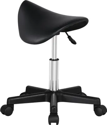 Produktbild von Yaheetech Sattelhocker Rollhocker Arbeitshocker Drehhocker Praxishocker Bürohocker Hocker mit höhenverstellbaren 5 Rollen Schwarz