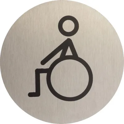 Produktbild von DOMINO WC Schild Selbstklebend 6,5 cm | Toilettenschilder Behinderten WC | Türschild Gäste | Idealer WC Aufkleber | Toiletten Schild | WC-Schilder für Büros, Restaurants | Farbe: INOX