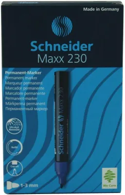 Image de Schneider Maxx 230 Marqueur indélébile (rechargeable, cap-off-ink, corps en aluminium, 1 - 3 mm) pack de 10 bleu