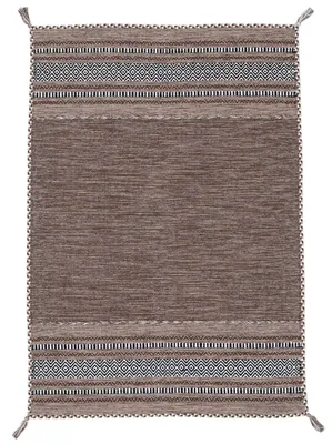 Produktbild von Flachgewebeteppich Kelim Azizi Braun 60x110 cm | Moderner Teppich für Wohn- und Schlafzimmer