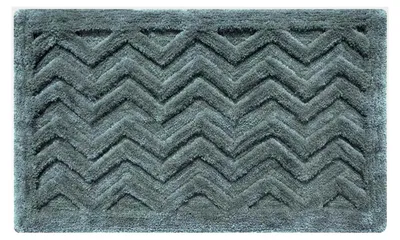 Produktbild von rutschfeste Badematte, weicher Badteppich mit Hochflor und geometrischem Muster, waschbar, 50 x 80 cm, grau
