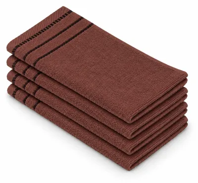 Immagine prodotto di Gözze - Set di asciugamani per ospiti, confezione da 4, design "Berlin", 100% cotone, 30 x 50 cm - colore cioccolato