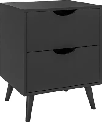 Produktbild von Nachttisch mit 2 Schubladen, skandinavischer Stil fš¹r Schlaf- und Wohnzimmer, 40 x 35 x 50,5 cm, Schwarz