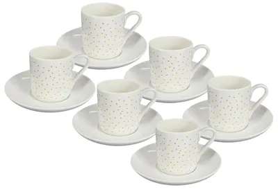 Produktbild von 6er-Set – Porzellantasse „Mini Dots“ 70 ml – goldene Punkte, von inspire