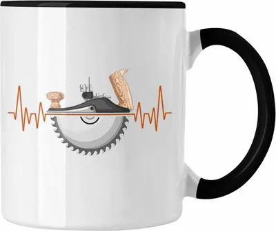Produktbild von Trendation - Tischler Herzschlag Tasse Geschenk für Holzarbeiter Hobby Geschenkidee (Schwarz)